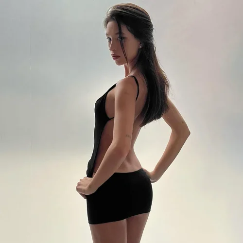 Autumn Winter Sexy Backless Y2K Black Women Mini Dress Outfits Party Club Birthday Sleeveless Bodycon Short Dresses Vestido Gift